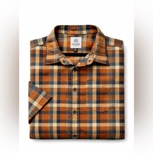 Flylow XL Plaid Stretch Performance Short Sleeve Button Up